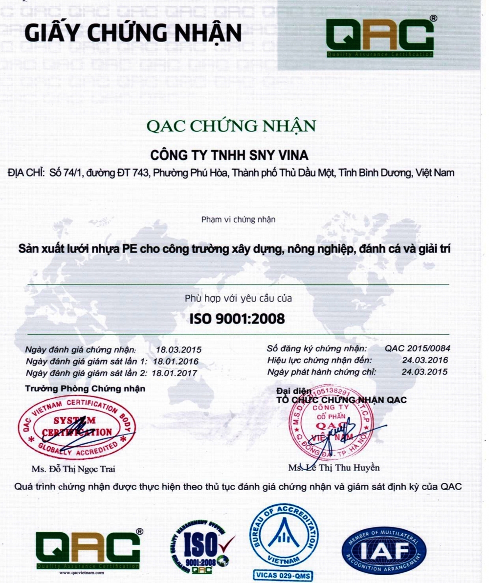 Chứng nhận ISO - 2016